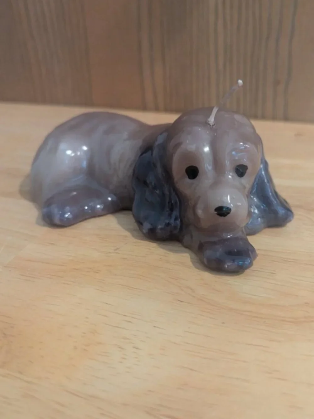 Vintage Cocker Spaniel Dog Wax‎ Decorative Candle Laying Brown/Gray
